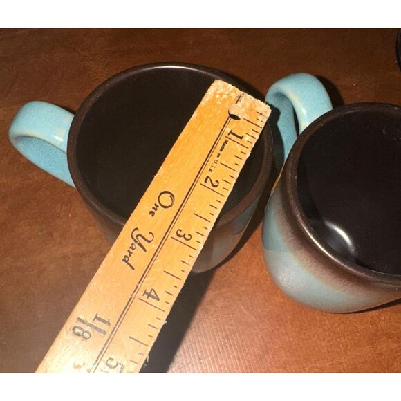 Set Of 2 Ohome Stoneware Gradient Blue & Brown 12 Oz Coffee Tea Mugs Dishwasher - Picture 5 of 6